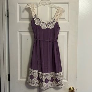 Milly of NY Lilac Silk & White Crochet Lace